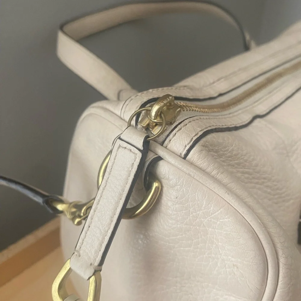 Coach Avery Pebbled Leather Satchel | Ivory Beige